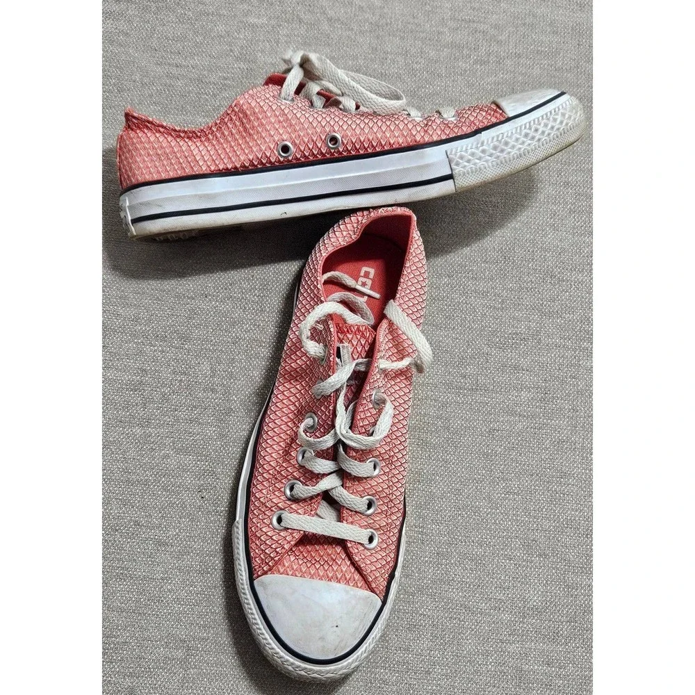Converse Chuck Taylor All Star Low Top Coral Pink Textured Woven 555855F Women 8 - Picture 6 of 7
